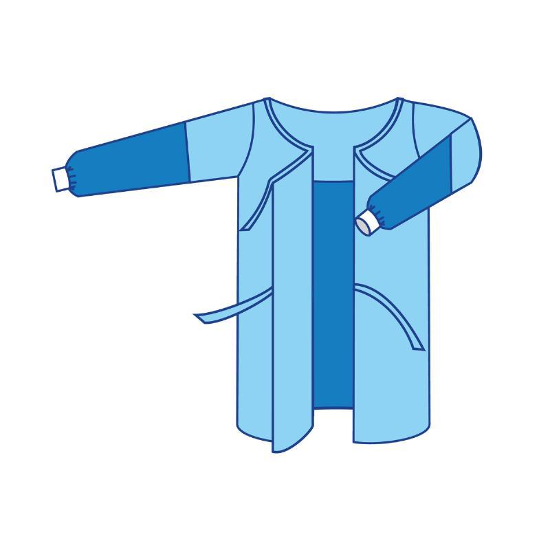 Халат медичний захисний комбінований Тип Б Taipan-Pharm стерильний на зав'язках СМС-35+Ламін.спанбонд-45 г/м2 XХL